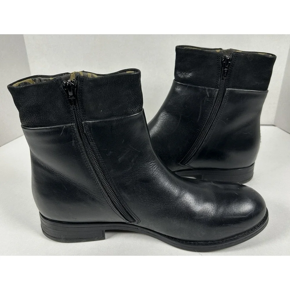 Fly London Black Leather Zippered Ankle Boots Women's Size 42 /10.5